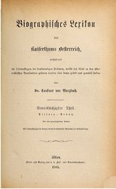 book Biographisches Lexikon des Kaiserthums Oesterreich : enthaltend die Lebensskizzen der denkwürdigen Personen, welche 1750 bis 1850 im Kaiserstaate und in seinen Kronländern gelebt haben / Villata - Vrbna