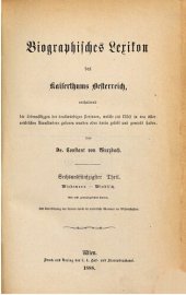 book Biographisches Lexikon des Kaiserthums Oesterreich : enthaltend die Lebensskizzen der denkwürdigen Personen, welche 1750 bis 1850 im Kaiserstaate und in seinen Kronländern gelebt haben / Wiedemann - Windisch