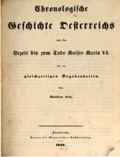 book Chronologische Geschichte Österreichs von der Urzeit bis zum Tode Kaiser Karls VI. Mit den gleichzeitigen Begebenheiten