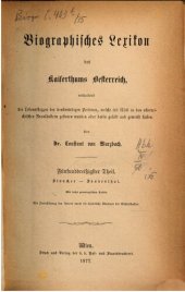 book Biographisches Lexikon des Kaiserthums Oesterreich : enthaltend die Lebensskizzen der denkwürdigen Personen, welche 1750 bis 1850 im Kaiserstaate und in seinen Kronländern gelebt haben / Sinncher - Sonnenthal