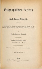 book Biographisches Lexikon des Kaiserthums Oesterreich : enthaltend die Lebensskizzen der denkwürdigen Personen, welche 1750 bis 1850 im Kaiserstaate und in seinen Kronländern gelebt haben / Windisch-Grätz - Wolf