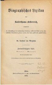 book Biographisches Lexikon des Kaiserthums Oesterreich : enthaltend die Lebensskizzen der denkwürdigen Personen, welche 1750 bis 1850 im Kaiserstaate und in seinen Kronländern gelebt haben / Vrcevic - Wallner