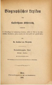 book Biographisches Lexikon des Kaiserthums Oesterreich : enthaltend die Lebensskizzen der denkwürdigen Personen, welche 1750 bis 1850 im Kaiserstaate und in seinen Kronländern gelebt haben / Tabachi - Terklau