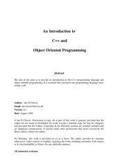 book An Introduction to C++ Object Oriented Programming