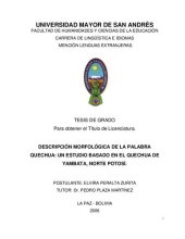 book Descripción morfológica de la palabra quechua: un estudio basado en el quechua de Yambata, Norte Potosí