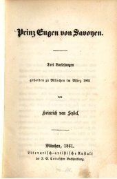 book Prinz Eugen von Savoyen. Drei Vorlesungen gehalten zu München im März 1861