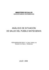 book Análisis de situación de salud del pueblo matsigenka (Arawak)