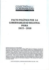 book Pacto político por la gobernabilidad regional Piura 2015-2018