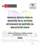 book Manual básico para el registro en el Sistema Integrado de Gestión de Bibliotecas KOHA