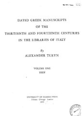 book Dated Greek Manuscripts of the Thirteenth & Fourteenth Centuries in the Libraries of Italy