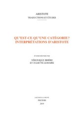 book Qu'est-ce qu'une catégorie? Interprétations d'Aristote