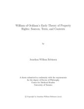 book William of Ockham’s Early Theory of Property Rights: Sources, Texts, and Contexts