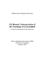 book J.G.Bennett‟s Interpretation of the Teachings of G.I. Gurdjieff - a Study of Transmission in the Fourth Way