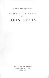 book Vida y cartas de John Keats