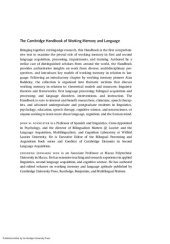 book The Cambridge Handbook of Working Memory and Language