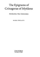 book Epigrams of Crinagoras of Mytilene: Introduction, Text, Commentary