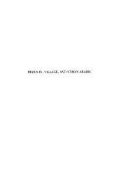 book Bedouin, Village and Urban Arabic: An Ecolinguistic Study