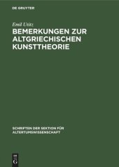 book Bemerkungen zur Altgriechischen Kunsttheorie