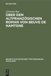 book Über den altfranzösischen Roman von Beuve de Hamtone