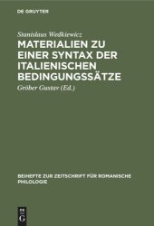 book Materialien zu einer Syntax der italienischen Bedingungssätze