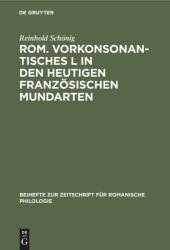 book Rom. vorkonsonantisches L in den heutigen französischen Mundarten