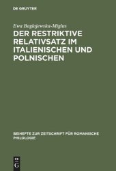 book Der restriktive Relativsatz im Italienischen und Polnischen: Eine vergleichende Untersuchung