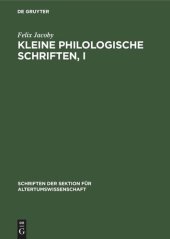 book Kleine Philologische Schriften, I