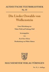 book Die Lieder Oswalds von Wolkenstein