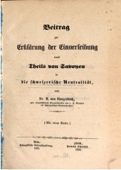 book Beitrag zur Erklärung der Einverleibung eines Teils von Savoyen in die schweizerische Neutralität