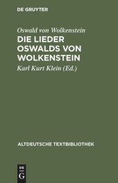 book Die Lieder Oswalds von Wolkenstein