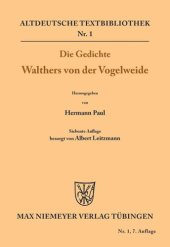 book Die Gedichte Walthers von der Vogelweide