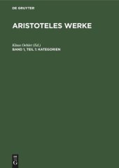 book Aristoteles Werke: Band 1, Teil 1 Kategorien