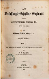 book Die Verfassungsgeschichte Englands seit der Thronbesteigung Georgs III. 1760 bis 1860