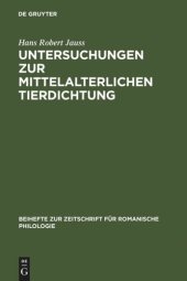 book Untersuchungen zur mittelalterlichen Tierdichtung