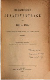 book Kurbrandenburgs Staatsverträge von 1601 bis 1700