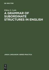 book A Grammar of Subordinate Structures in English