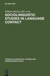 book Sociolinguistic Studies in Language Contact: Methods and Cases