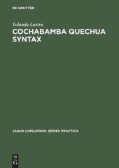 book Cochabamba Quechua Syntax