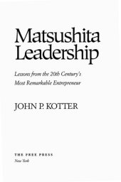 book Matsushita Leadership