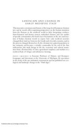 book Landscape and Change in Early Medieval. Italy Chestnuts, Economy, and Culture