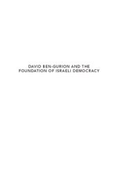 book David Ben-Gurion and the Foundation of Israeli Democracy