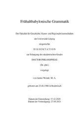 book [Dissertation] Frühaltbabylonische Grammatik