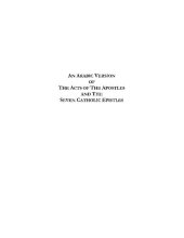 book An Arabic Version of the Acts of the Apostles and the Seven Catholic Epistles: From an Eight and Ninth Century Ms. in the Convent of St. Catharine on