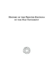 book History of the Printed Editions of the Old Testament