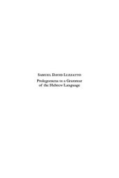 book Samuel David Luzzatto, Prolegomena To A Grammar Of The Hebrew Language