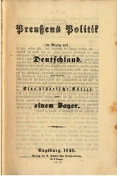 book Preußens Politik in Bezug auf Deutschland ; eine historische Skizze