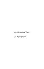 book Signal Detection Theory and Psychophysics