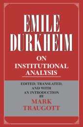 book Emile Durkheim on Institutional Analysis