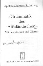 book Grammatik des Altisländischen mit Lesestücken und Glossar