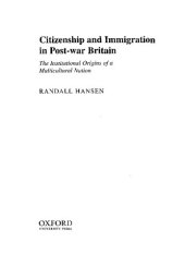 book Citizenship and Immigration in Postwar Britain